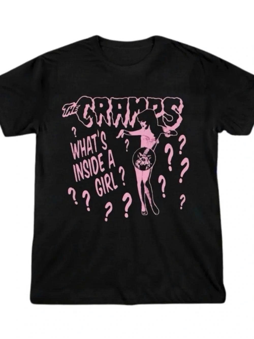 Black Tee with Pink 'The Cramps' Graphic